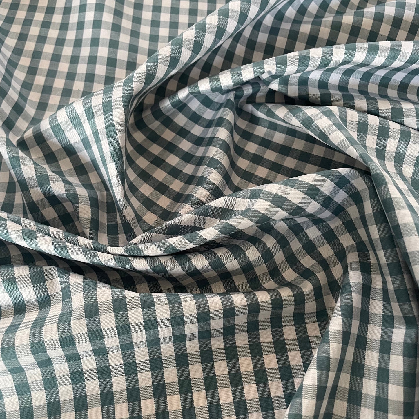Coton vichy bleu canard 6/6