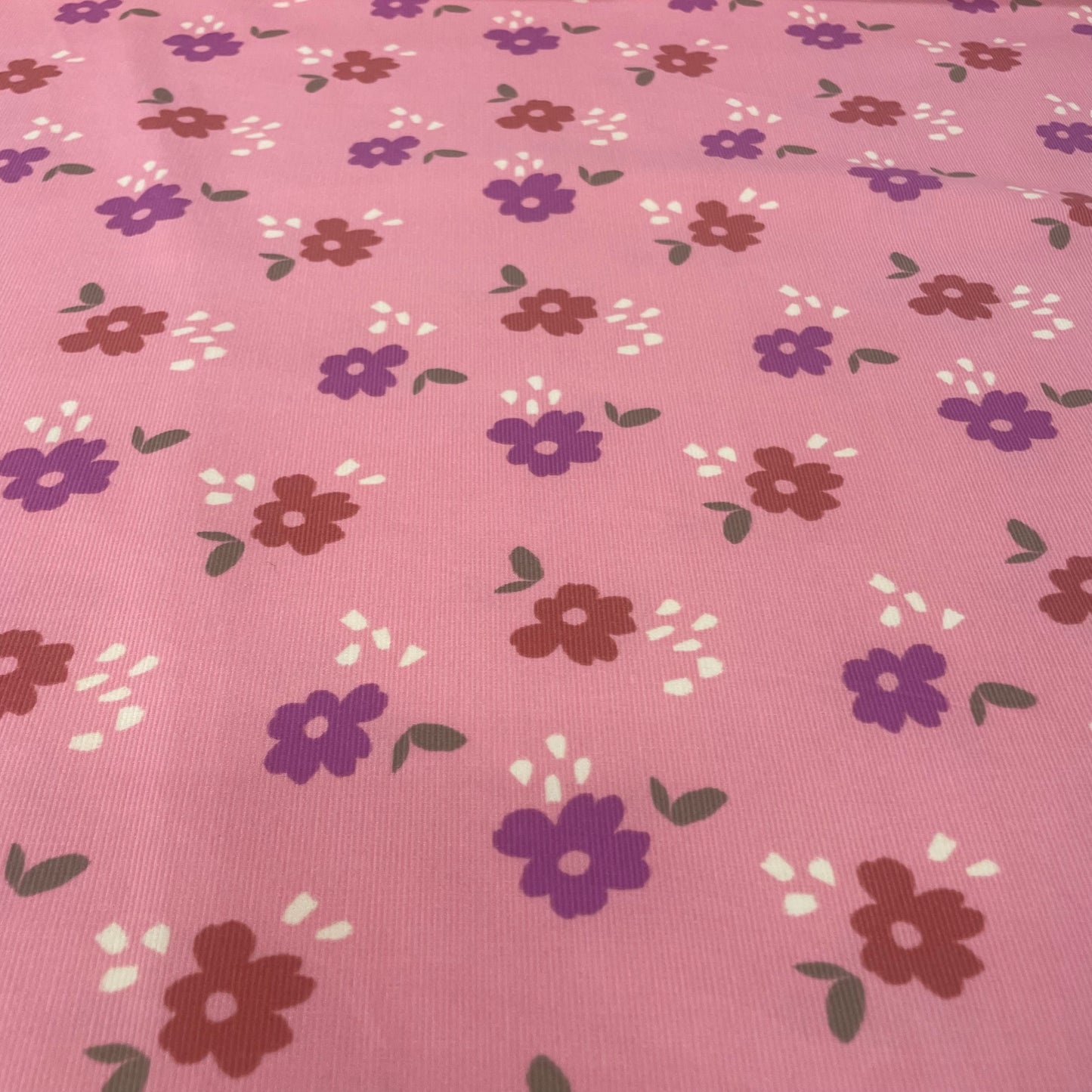 Velours milleraies rose à fleur
