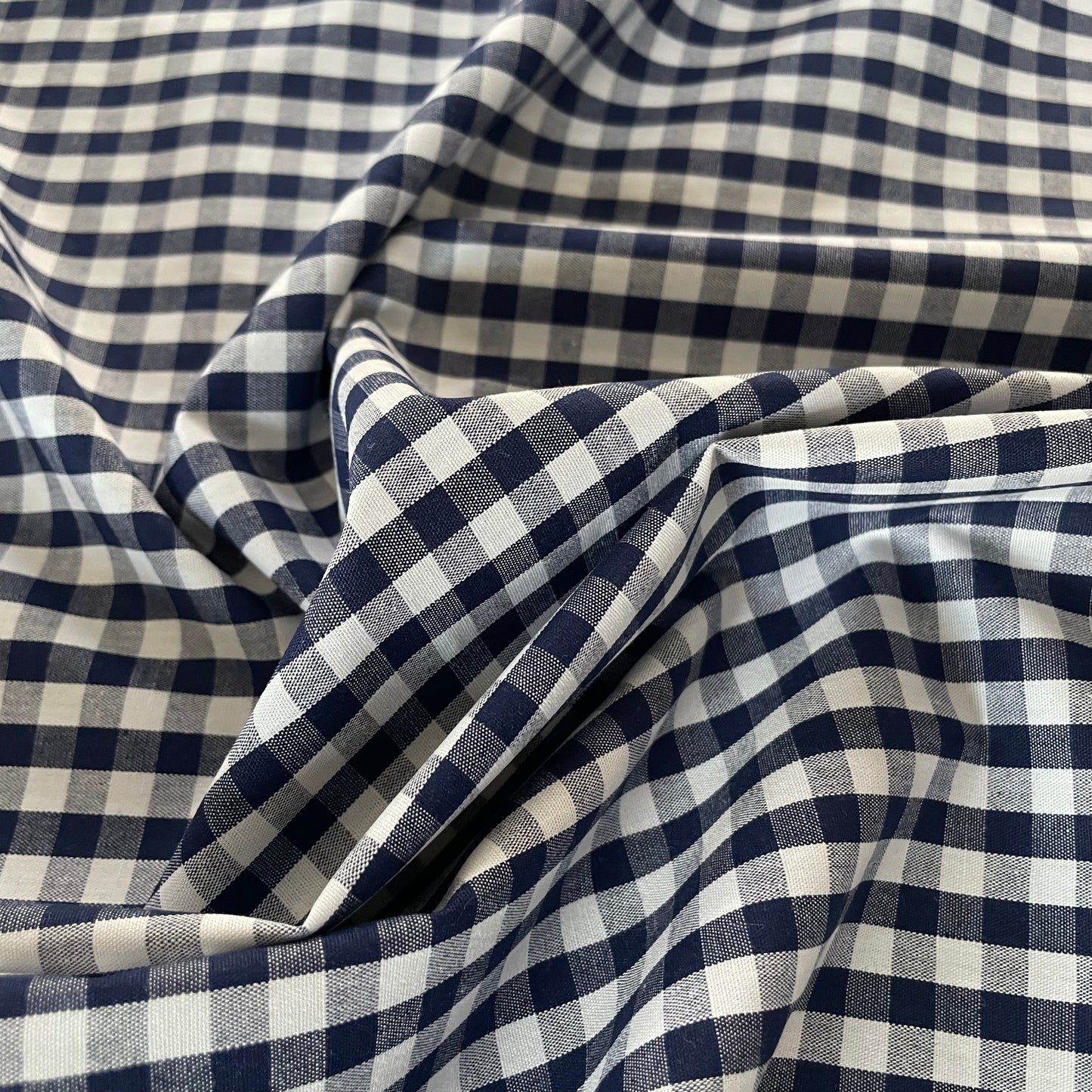 Coton vichy bleu marine 6/6