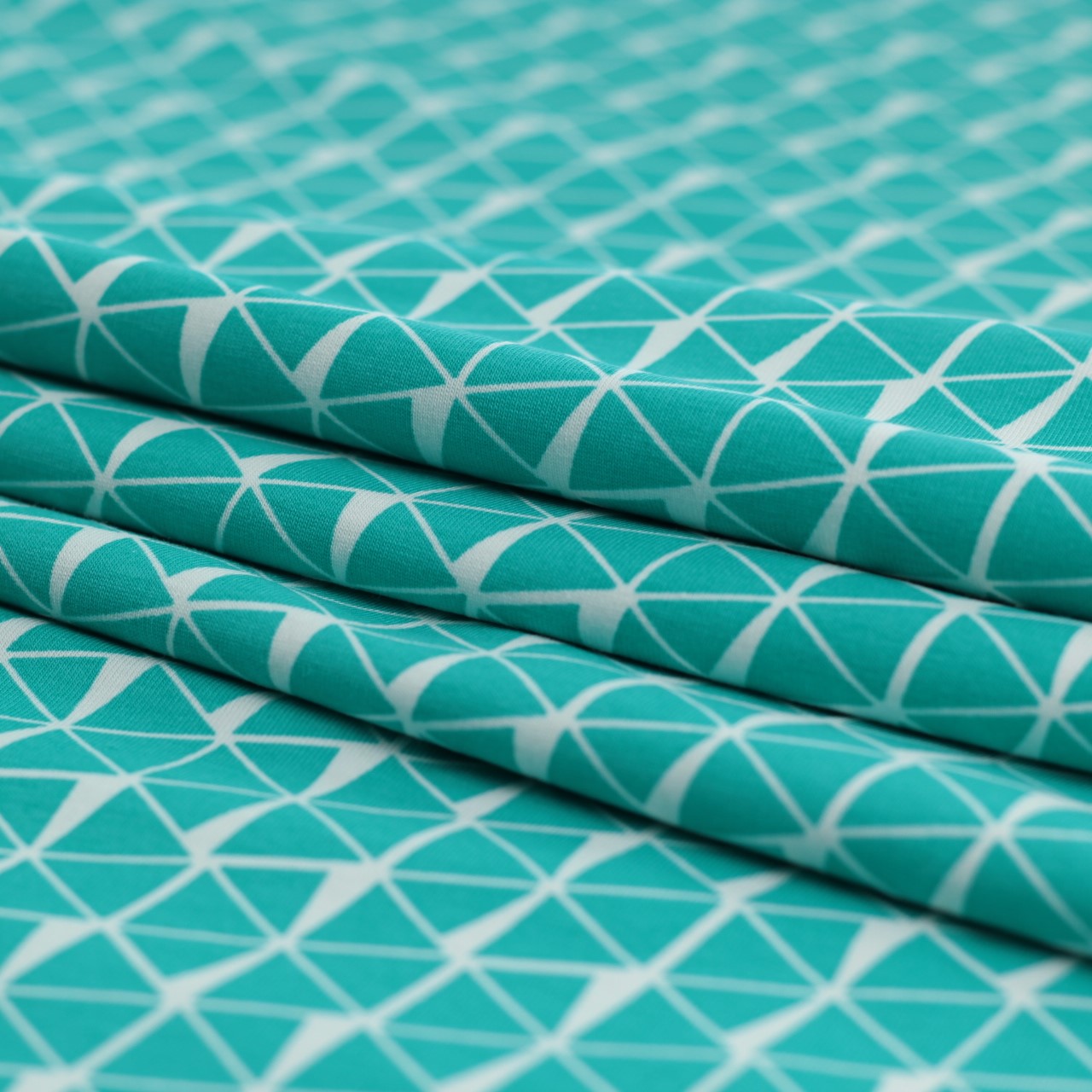 Jersey imprimé triangle turquoise