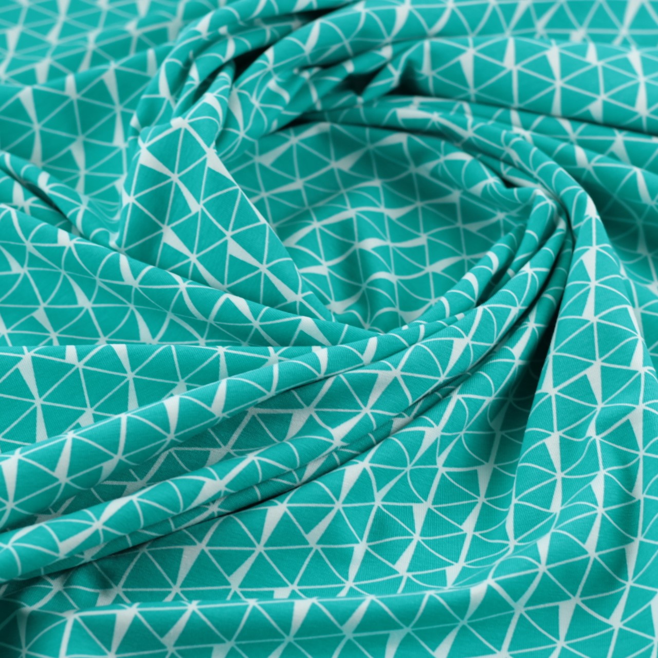 Jersey imprimé triangle turquoise
