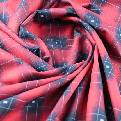 Coton carreaux bleu et rouge