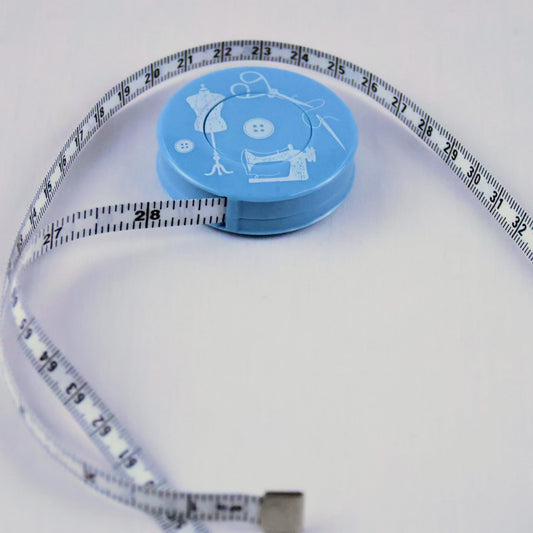 Mètre ruban de couture rétractable bleu