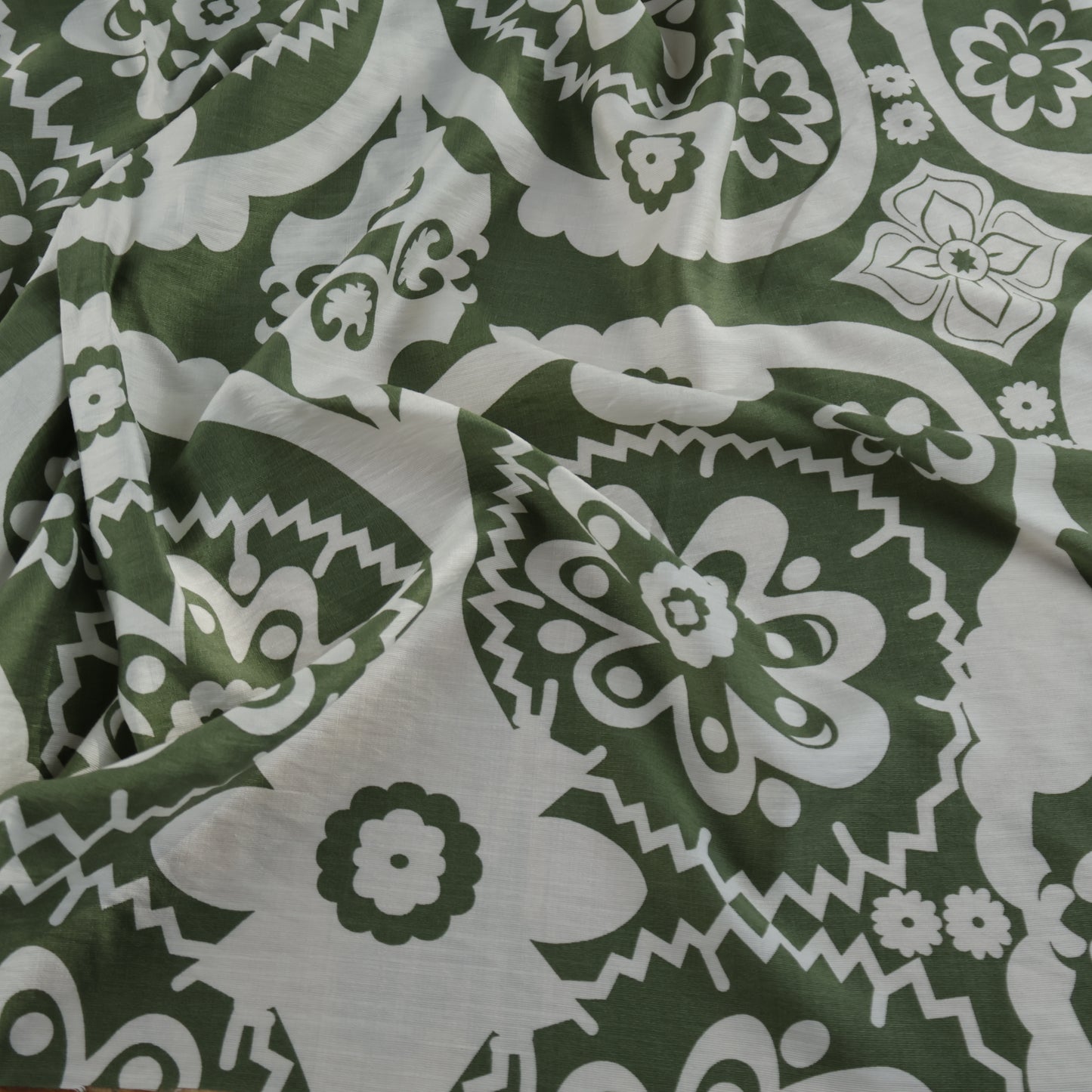 Lin viscose écru et kaki LV011