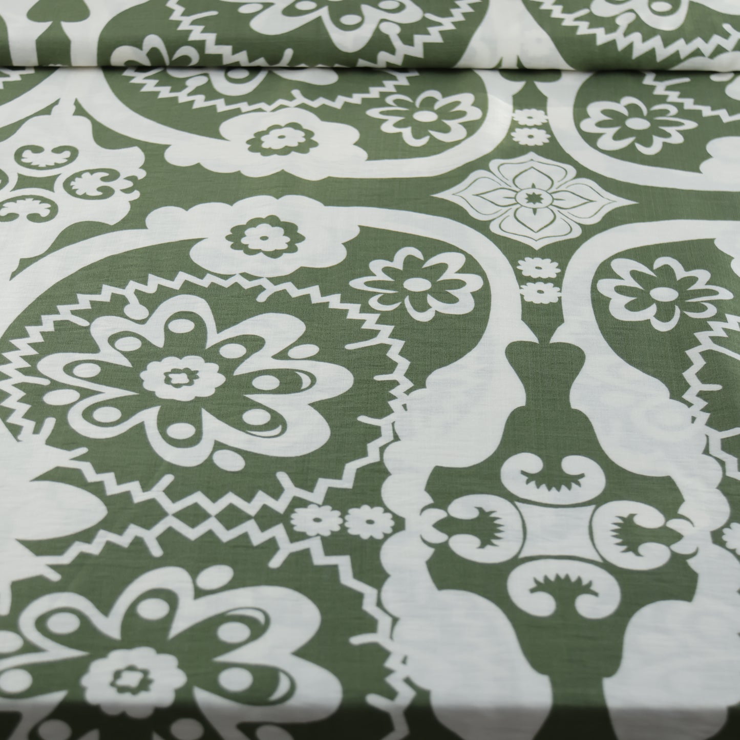 Lin viscose écru et kaki LV011