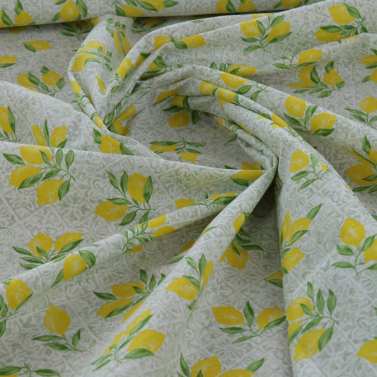 Coton citron jaune ALGARVE sur fond carré gris