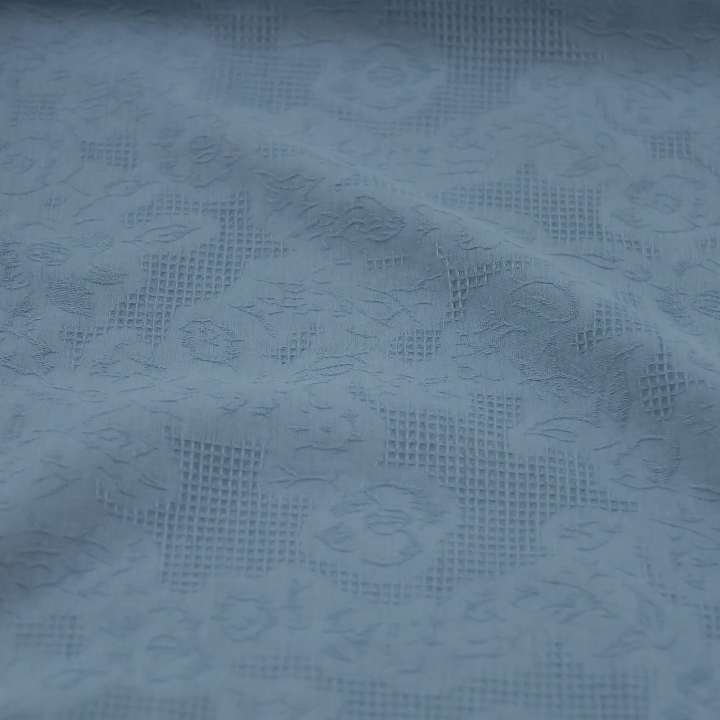 Popeline jacquard bleue