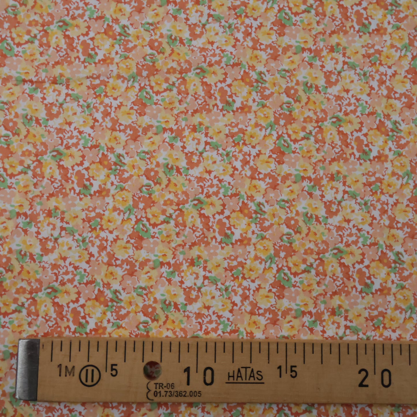 Popeline fleurie orange