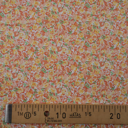 Popeline fleurie orange
