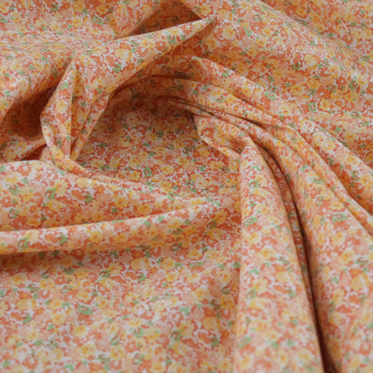 Popeline fleurie orange
