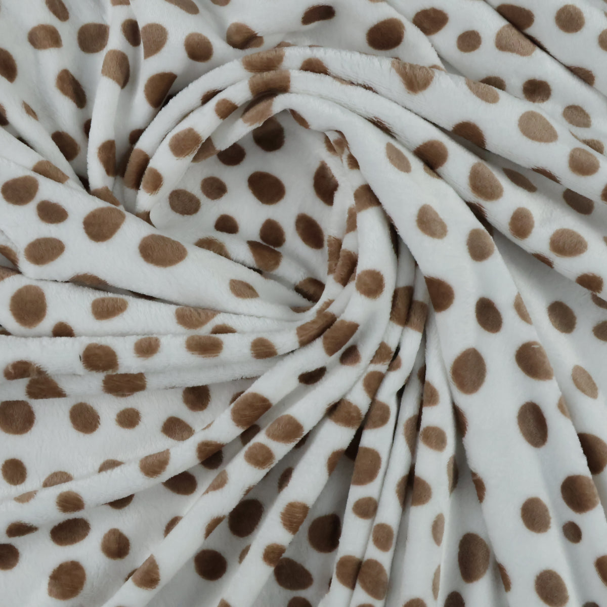 Polaire à pois marron sur fond blanc