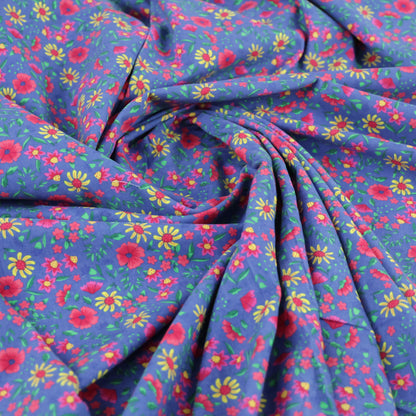 Velours milleraies floral fond bleu