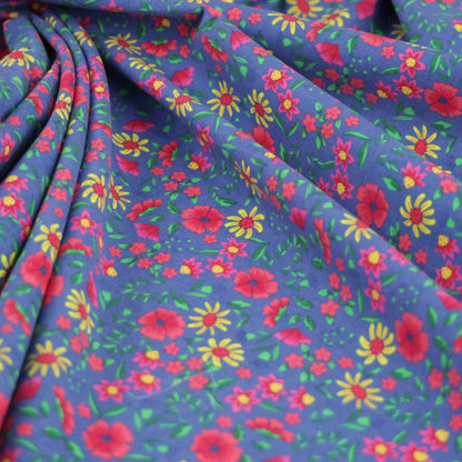 Velours milleraies floral fond bleu