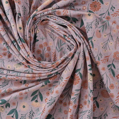 Jersey fleuri fond rose