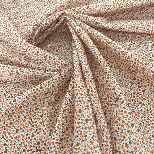 Coton fleuri ecru et orange