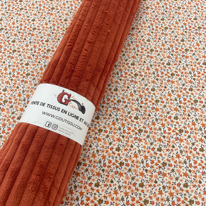 Coton fleuri ecru et orange