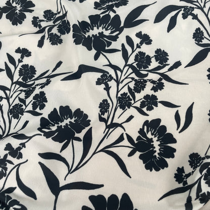 Viscose élasthanne blanche à fleurs noires