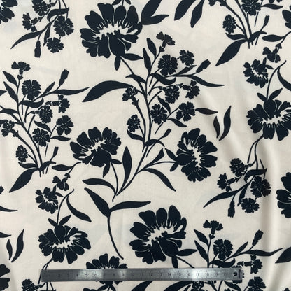 Viscose élasthanne blanche à fleurs noires