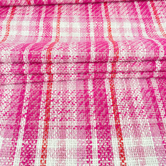 Tweed à carreaux rose