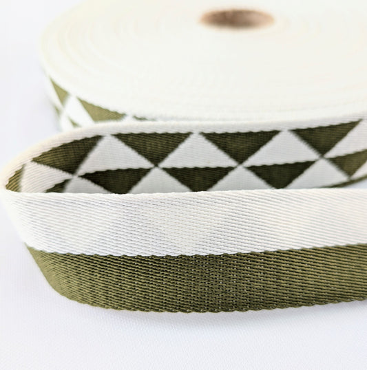 sangle Triangles kaki et blanc