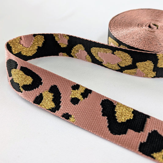 Sangle tachetée rose et noir