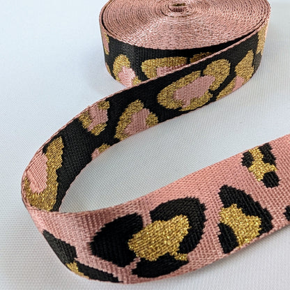 Sangle tachetée rose et noir