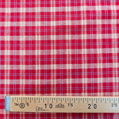 Coton esprit tartan écossais rouge avec fil lurex argenté