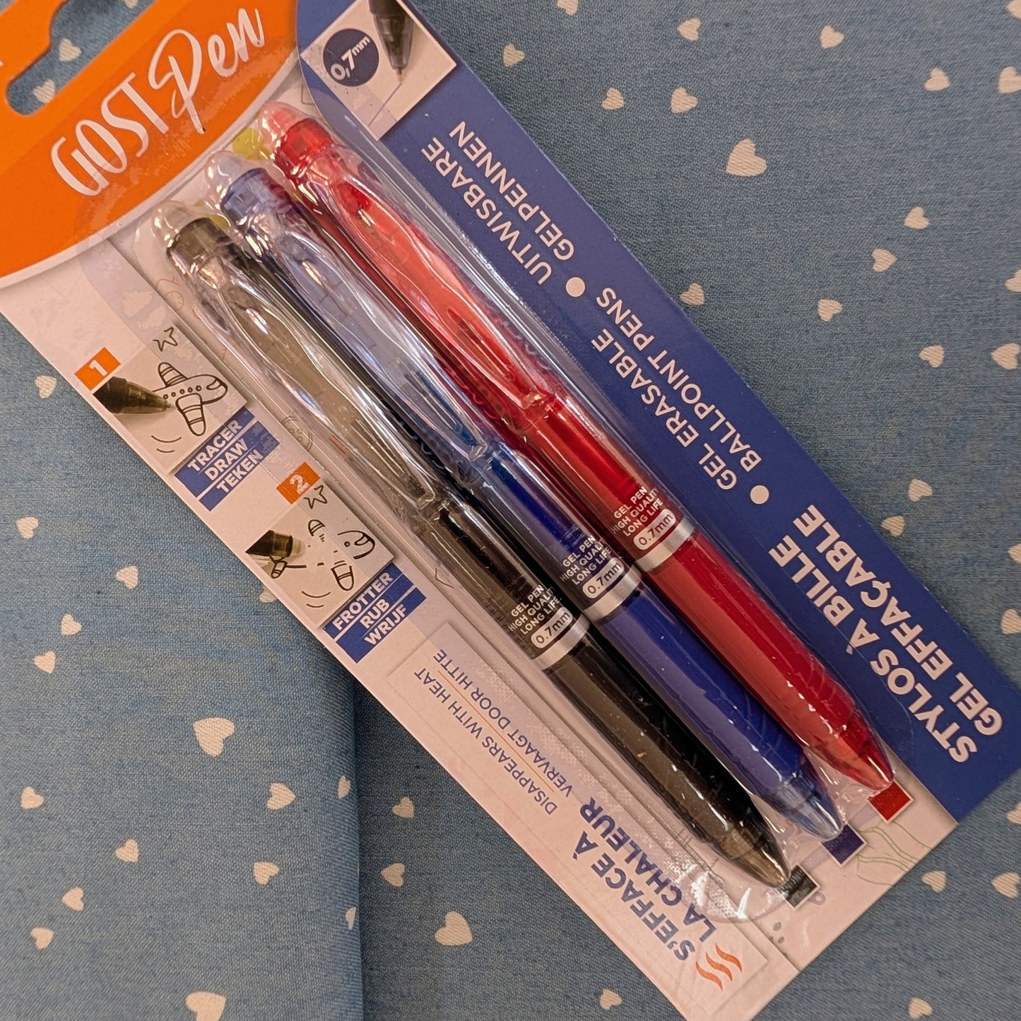 Crayon Gost pen bleu rouge et noir