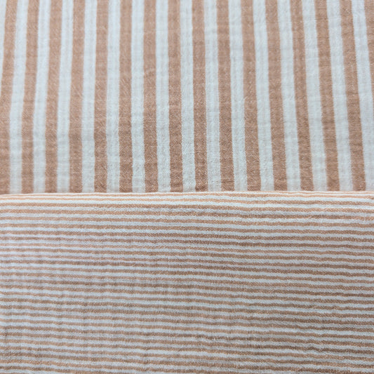 Double gaze réversible CARAMEL / BLANC CASSE